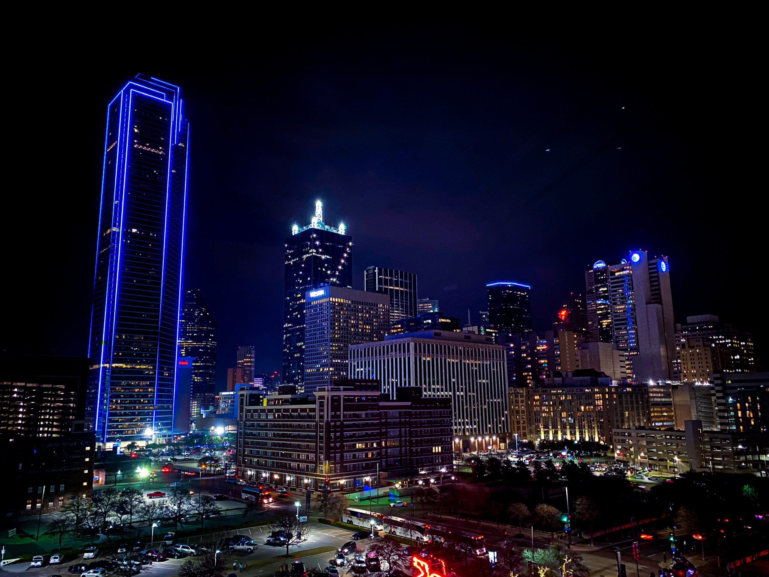 night view of the city of dallas skyline