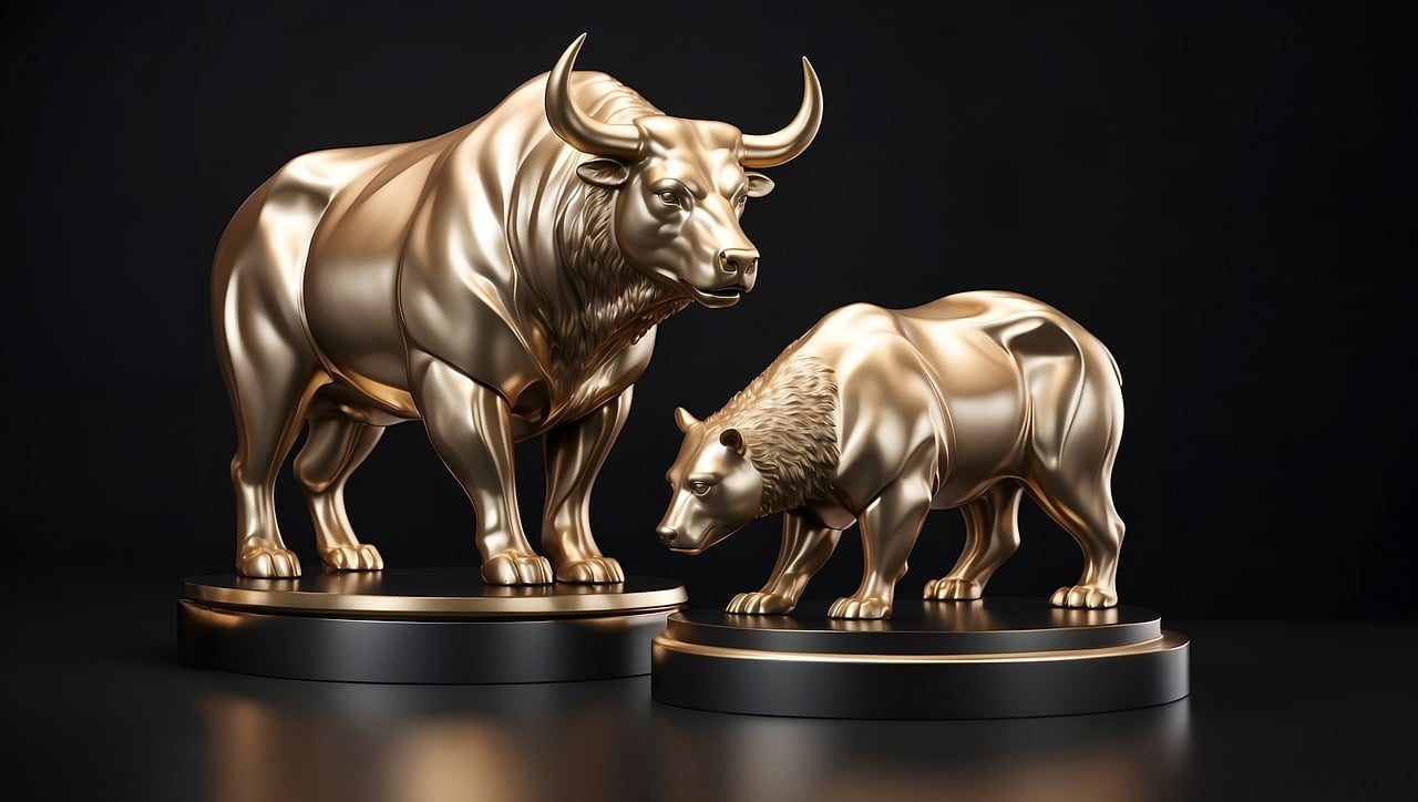 bull and bear figurines