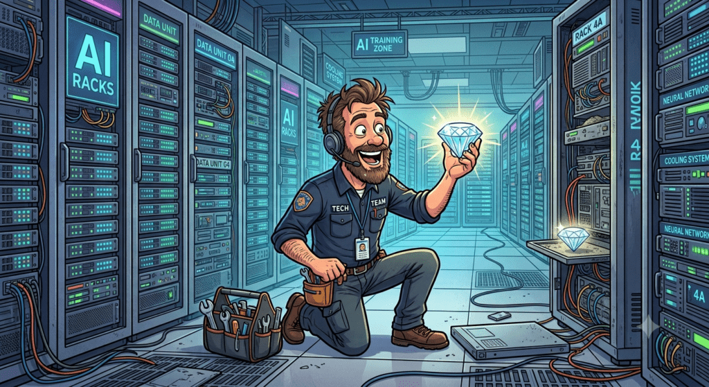 animated image of IT professional finding diamonds in the AI infrastructure market